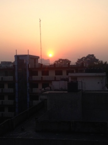 The beautiful sunset from Dalmia Continental's offices.